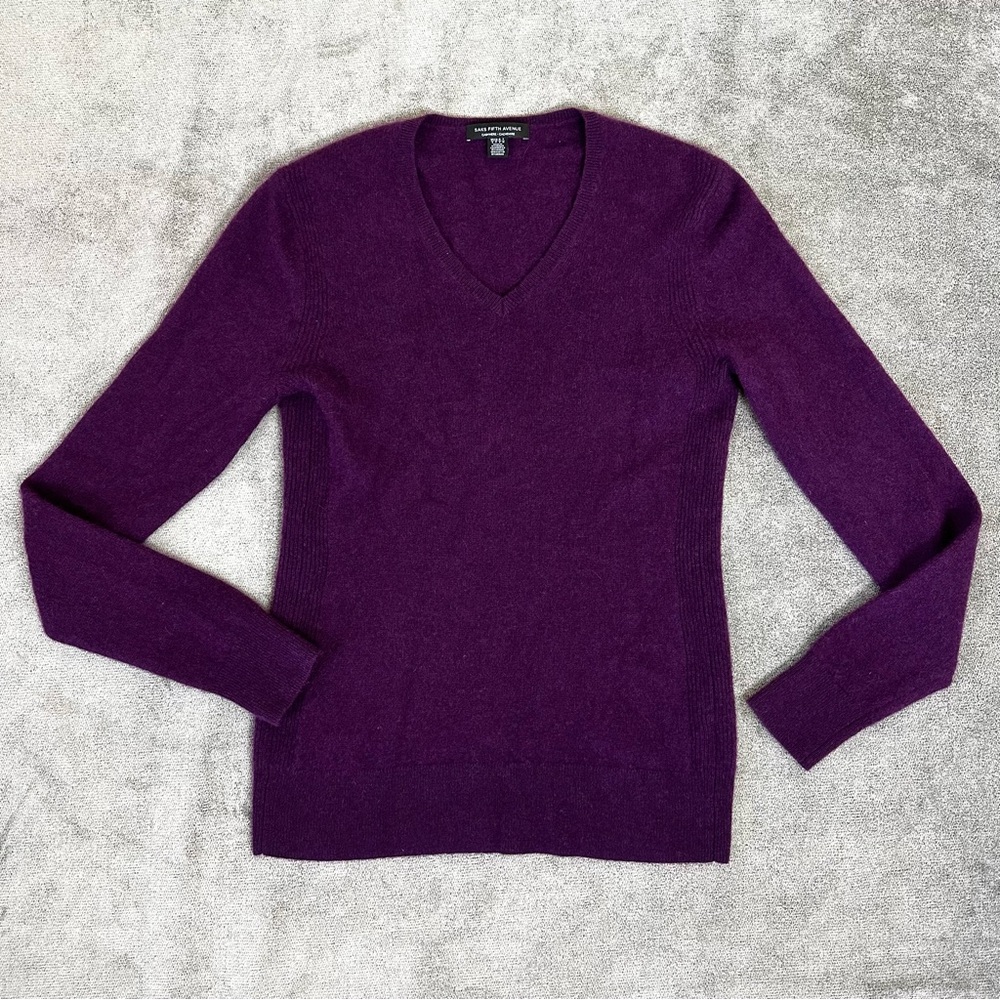 SAKS FIFTH AVENUE Purple Cashmere Sweater Size S